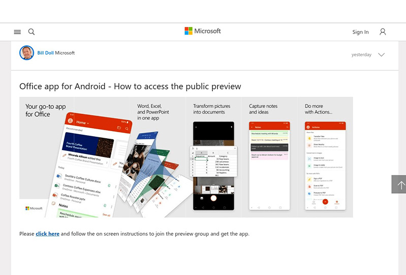 Ứng dụng Office mới cho Android