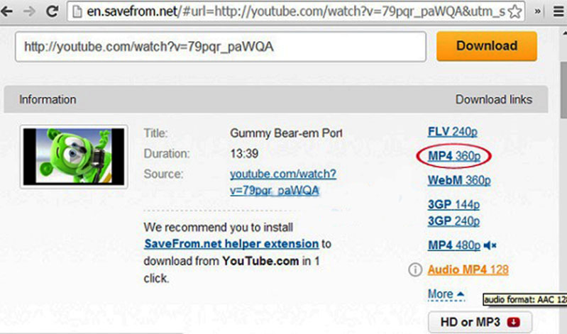 tải video thông qua saveform.net
