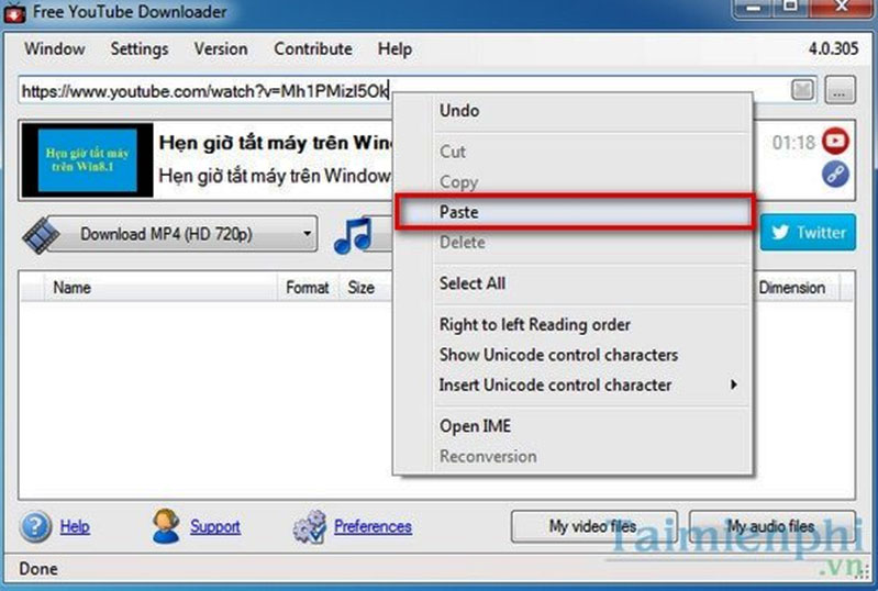 tải video thông qua phần mềm youtube downloader