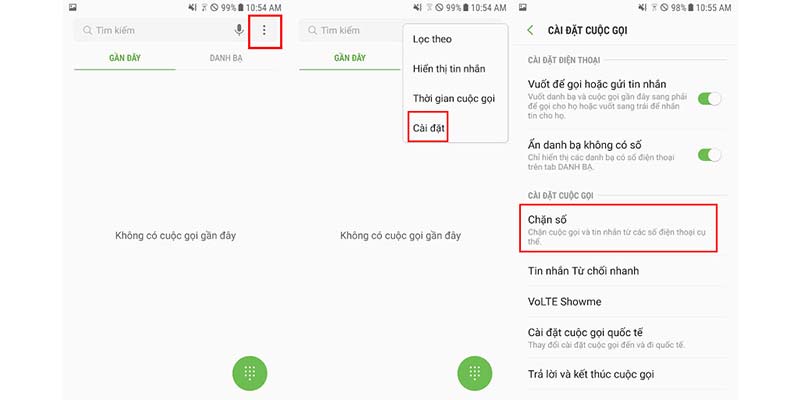 Chạm vào Cài đặt theo sau là Số bị chặn.