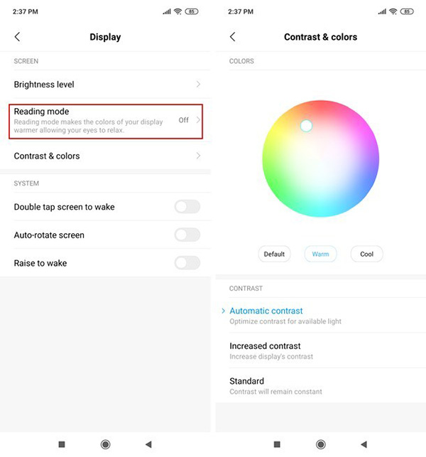 tùy chỉnh màu màn hình note 7 pro