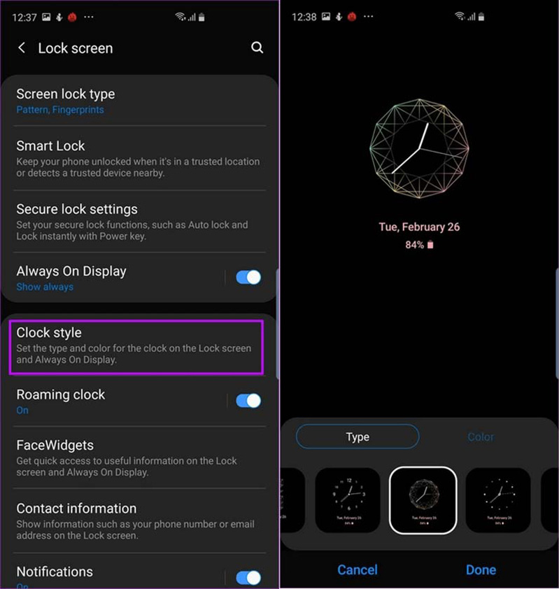 cài đặt màn hình khóa s10 plus