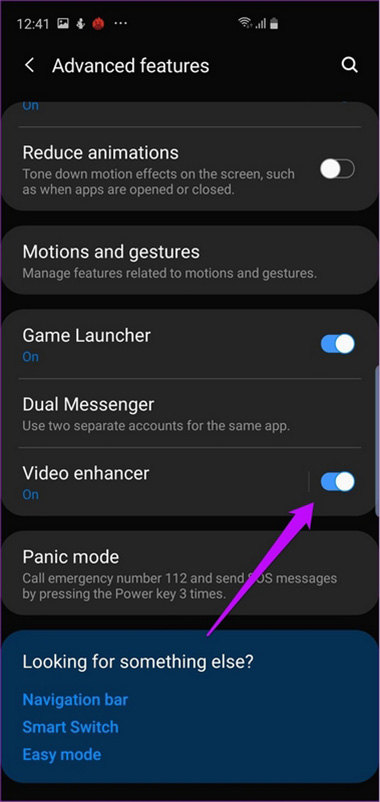 bật cải thiện video trên s10 plus