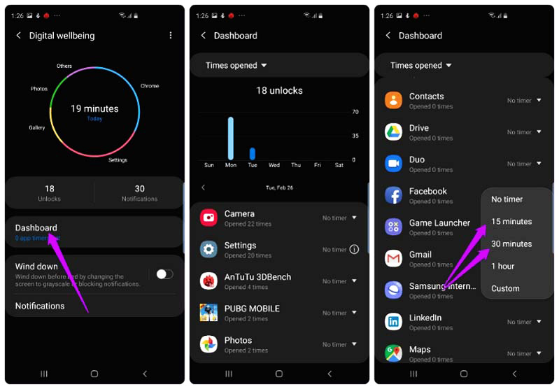 quản lý thời gian sử dụng thiết bị trên s10 plus