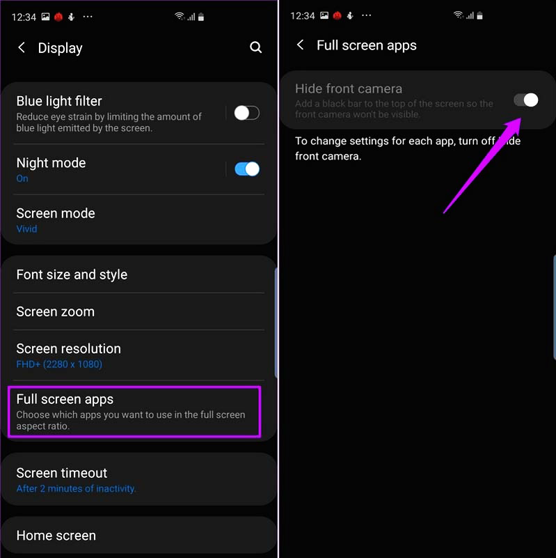 tắt nốt ruồi trên s10 plus