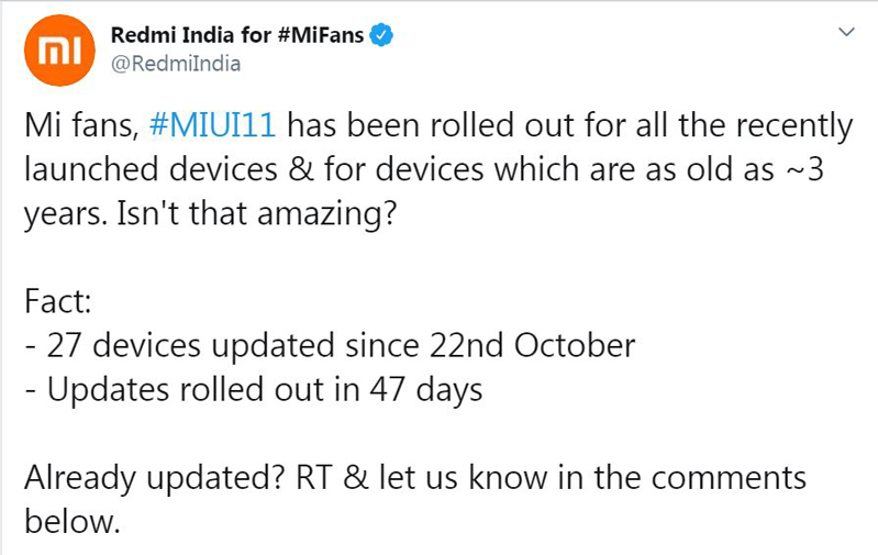 Redmi 7A công bố cập nhật miui 11 tại ấn độ