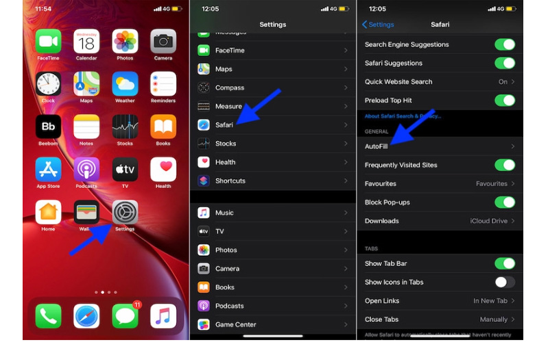 Chọn Autofill trong Setting