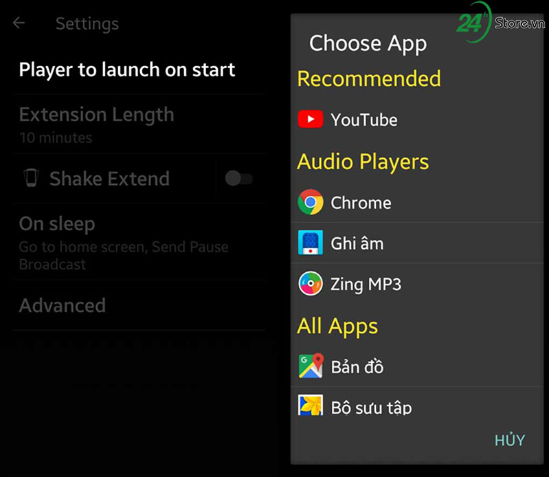 thiết lập Sleep Timer