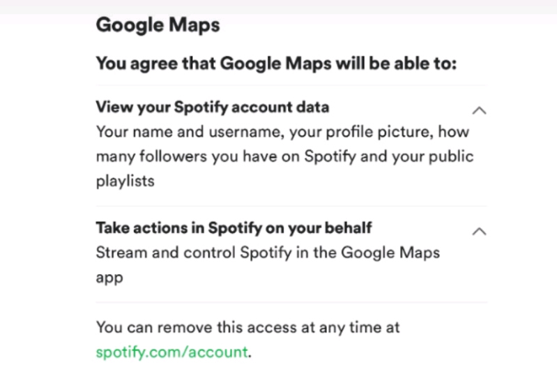 Google Maps đưa ra điều khoản để tích hợp tài khoản Spotify 