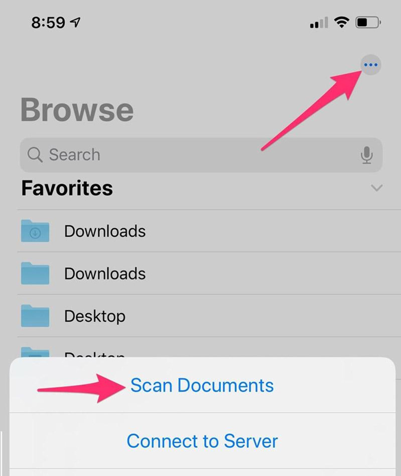 Sacn tài liệu trong ứng dụng tệp của iPhone