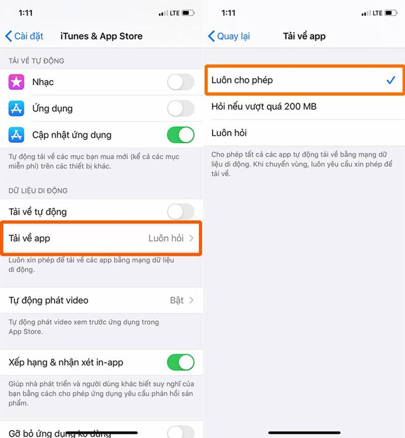 xóa size ứng dụng trên iPhone