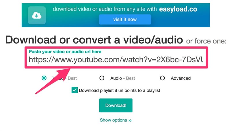 dán đường link vào khung